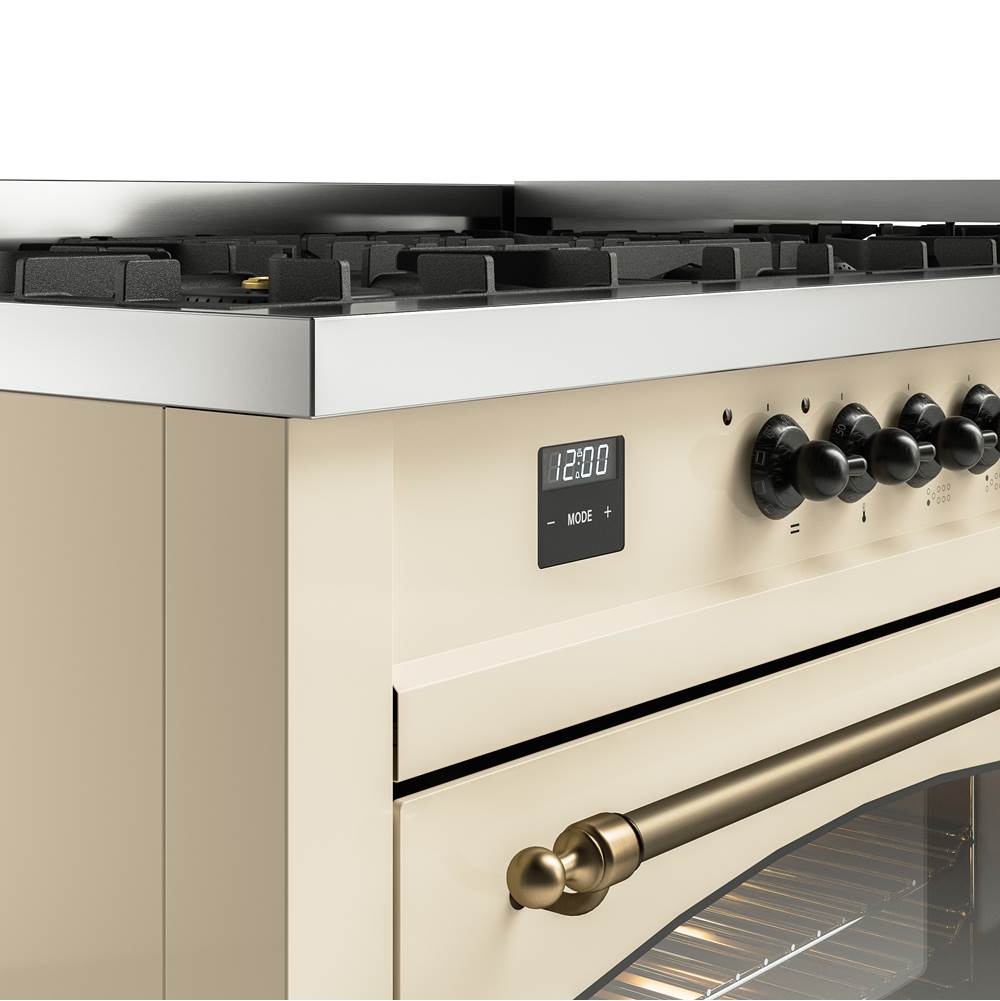 60'' Nostalgie II Series Freestanding Dual Fuel Range - Double Oven - Antique White - Bronze trim - Griddle - Natural Gas