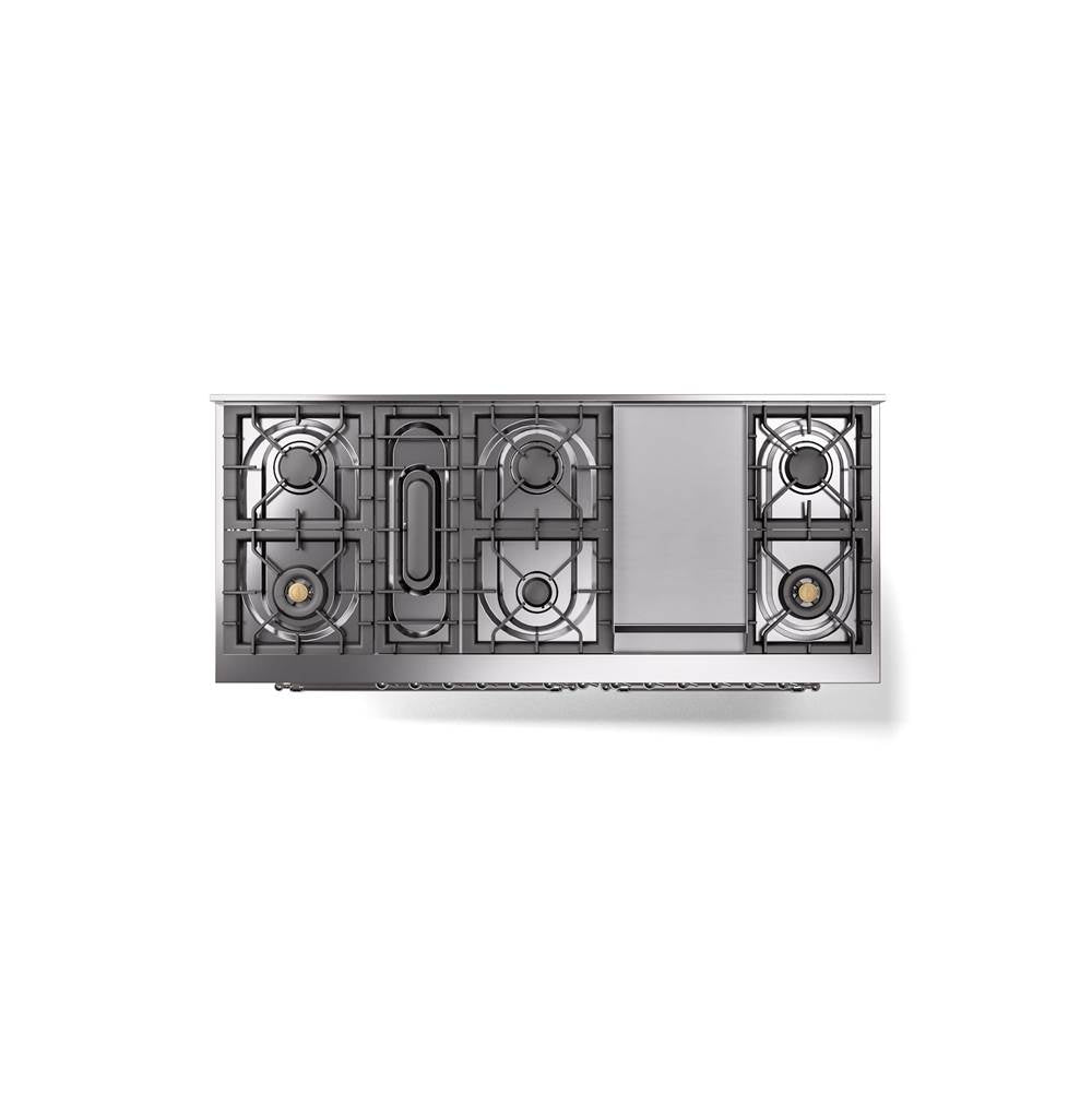 60'' Nostalgie II Series Freestanding Dual Fuel Range - Double Oven - Antique White - Bronze trim - Griddle - Natural Gas