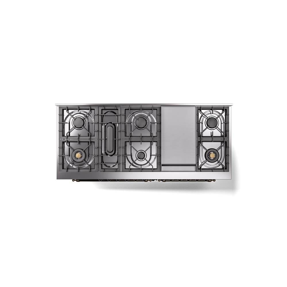 60'' Nostalgie II Series Freestanding Dual Fuel Range - Double Oven - Blue Grey - Bronze trim - Griddle - Natural Gas