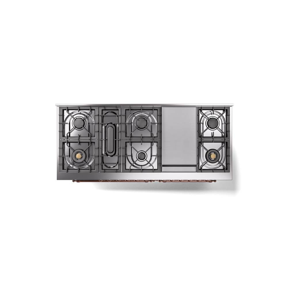 60'' Nostalgie II Series Freestanding Dual Fuel Range - Double Oven - Blue Grey - Bronze trim - Griddle - Natural Gas