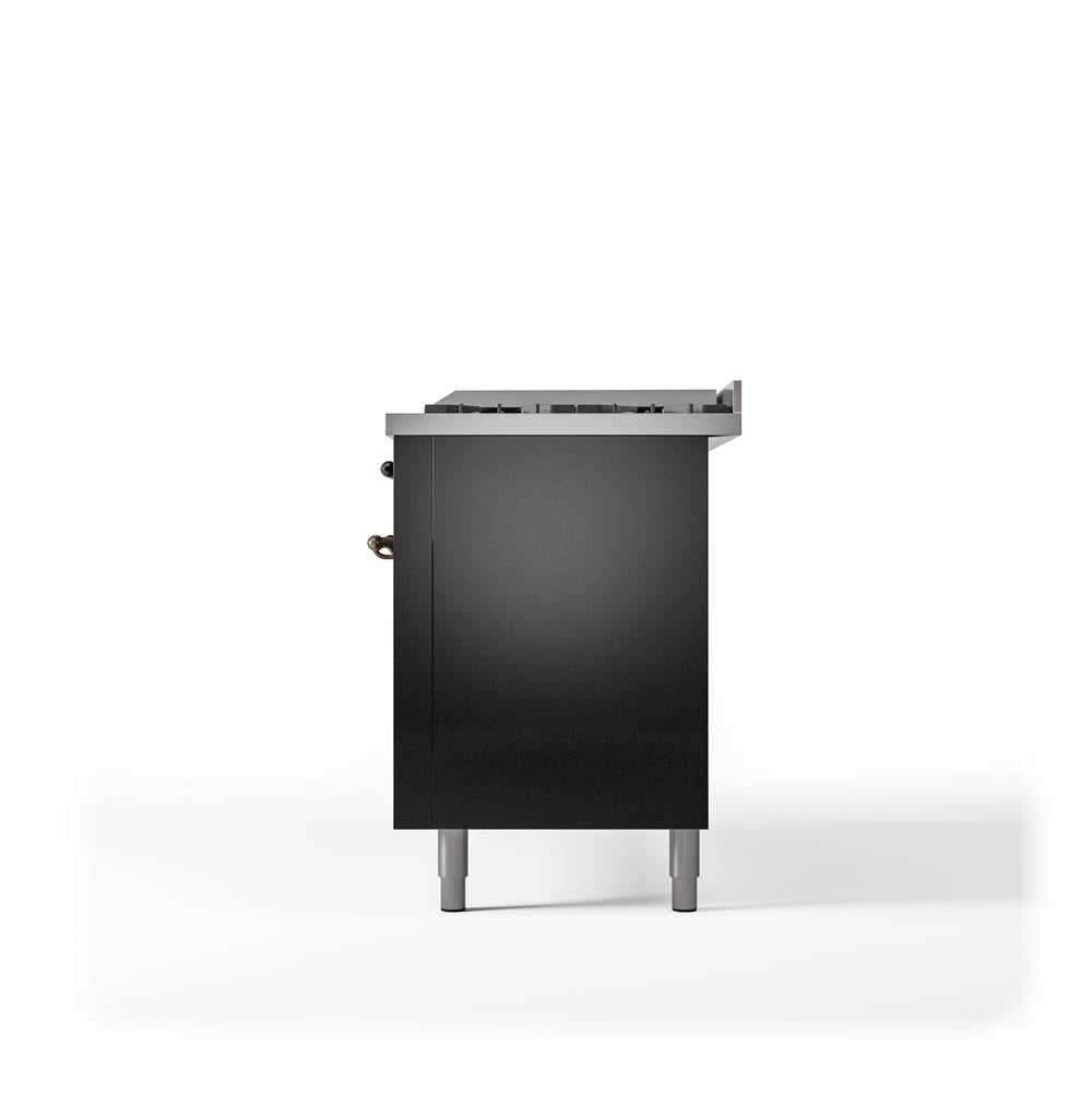 60'' Nostalgie II Series Freestanding Dual Fuel Range - Double Oven - Glossy Black - Bronze trim - Griddle - Natural Gas