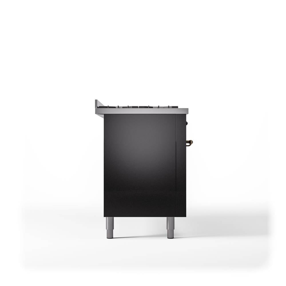 60'' Nostalgie II Series Freestanding Dual Fuel Range - Double Oven - Glossy Black - Bronze trim - Griddle - Natural Gas
