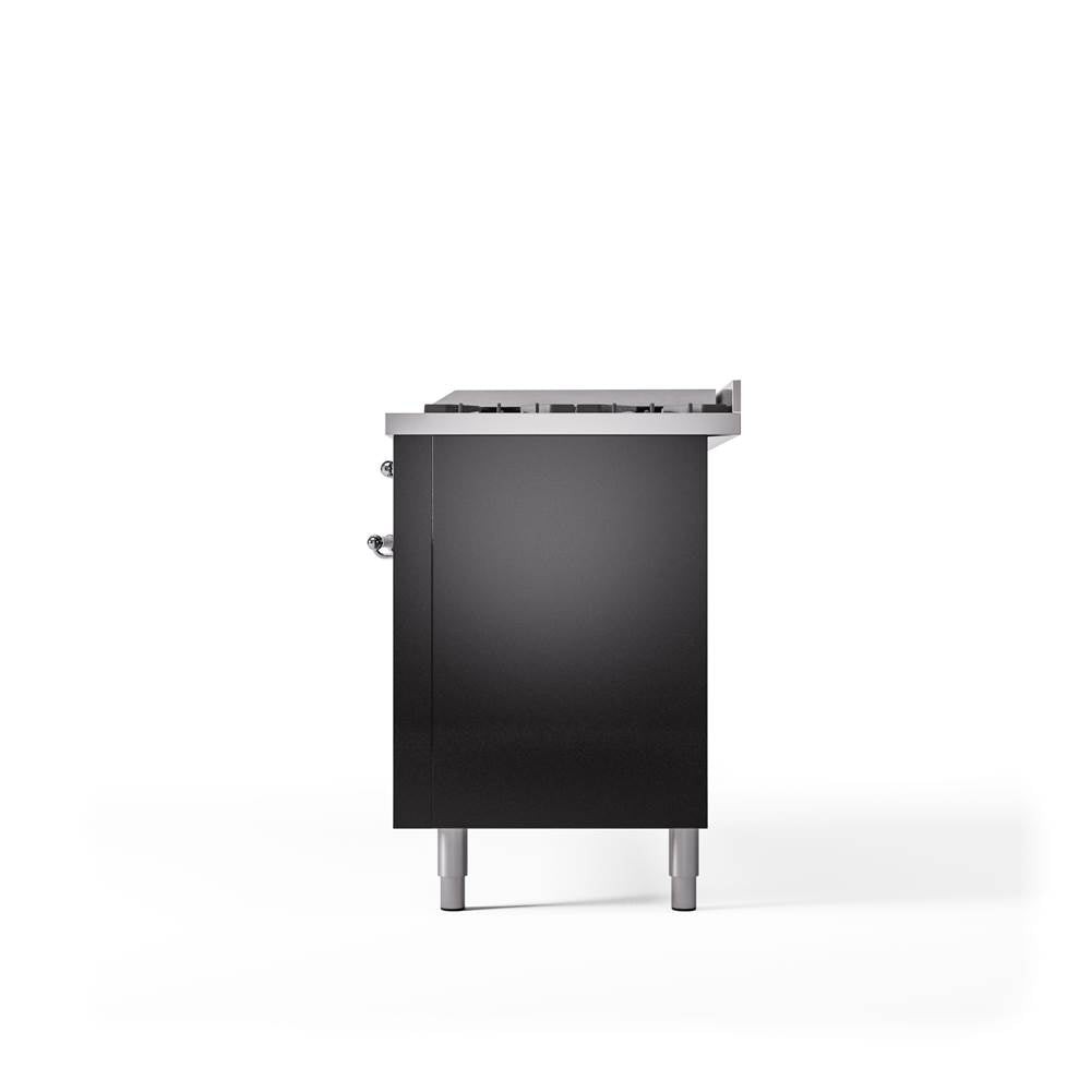 60'' Nostalgie II Series Freestanding Dual Fuel Range - Double Oven - Glossy Black - Bronze trim - Griddle - Natural Gas