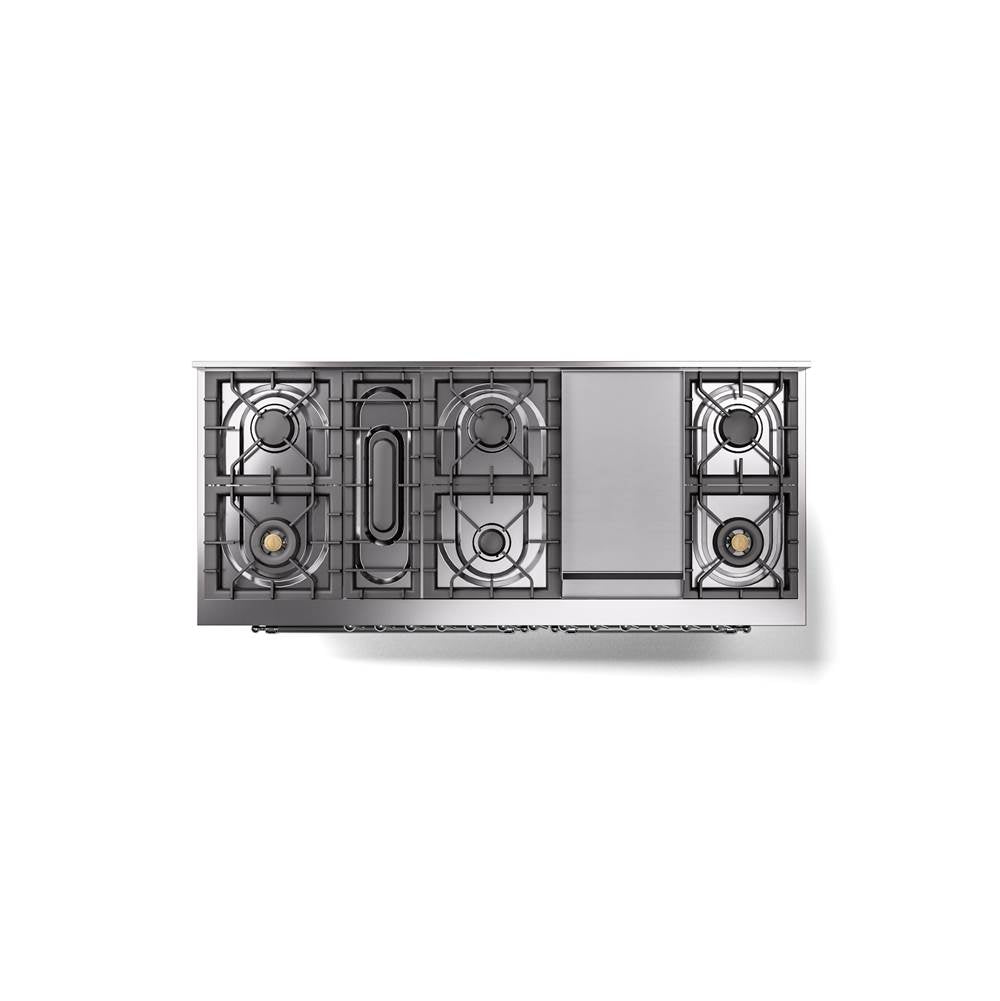 60'' Nostalgie II Series Freestanding Dual Fuel Range - Double Oven - Glossy Black - Bronze trim - Griddle - Natural Gas
