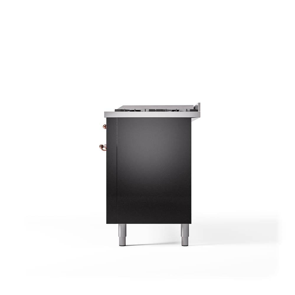 60'' Nostalgie II Series Freestanding Dual Fuel Range - Double Oven - Glossy Black - Bronze trim - Griddle - Natural Gas