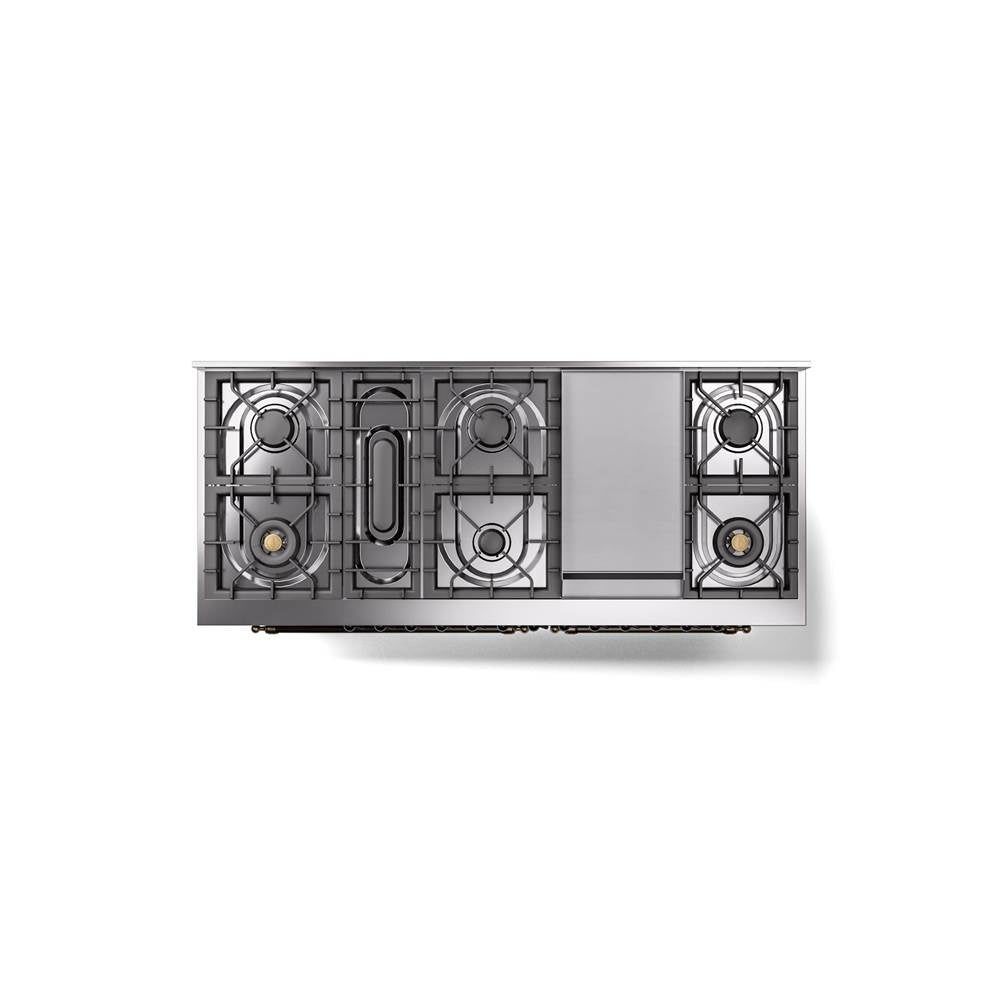 60'' Nostalgie II Series Freestanding Dual Fuel Range - Double Oven - Burgundy - Bronze trim - Griddle - Natural Gas