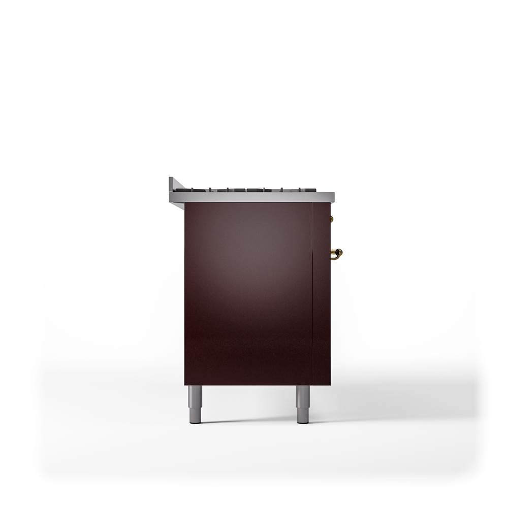 60'' Nostalgie II Series Freestanding Dual Fuel Range - Double Oven - Burgundy - Bronze trim - Griddle - Natural Gas