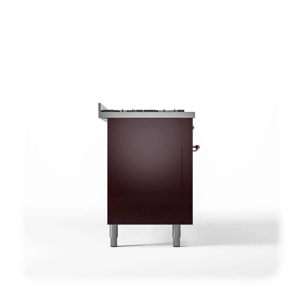 60'' Nostalgie II Series Freestanding Dual Fuel Range - Double Oven - Burgundy - Copper trim - Griddle - Natural Gas