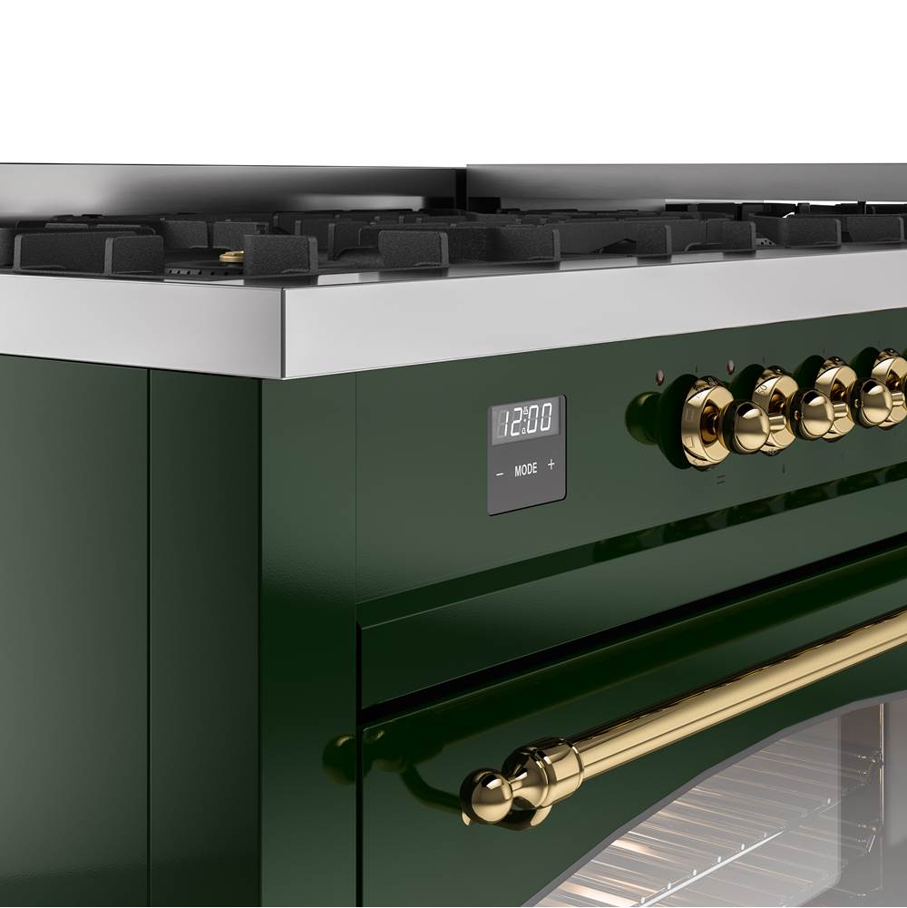 60'' Nostalgie II Series Freestanding Dual Fuel Range - Double Oven - Emerald Green - Bronze trim - Griddle - Natural Gas