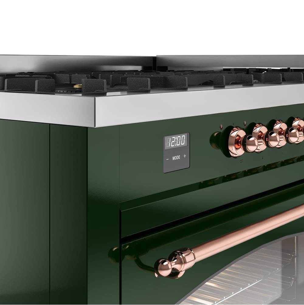 60'' Nostalgie II Series Freestanding Dual Fuel Range - Double Oven - Emerald Green - Bronze trim - Griddle - Natural Gas