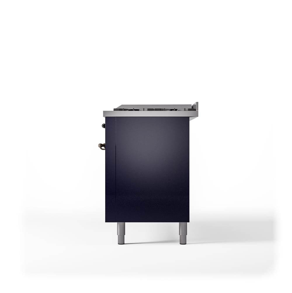 60'' Nostalgie II Series Freestanding Dual Fuel Range - Double Oven - Midnight Blue - Bronze trim - Griddle - Natural Gas