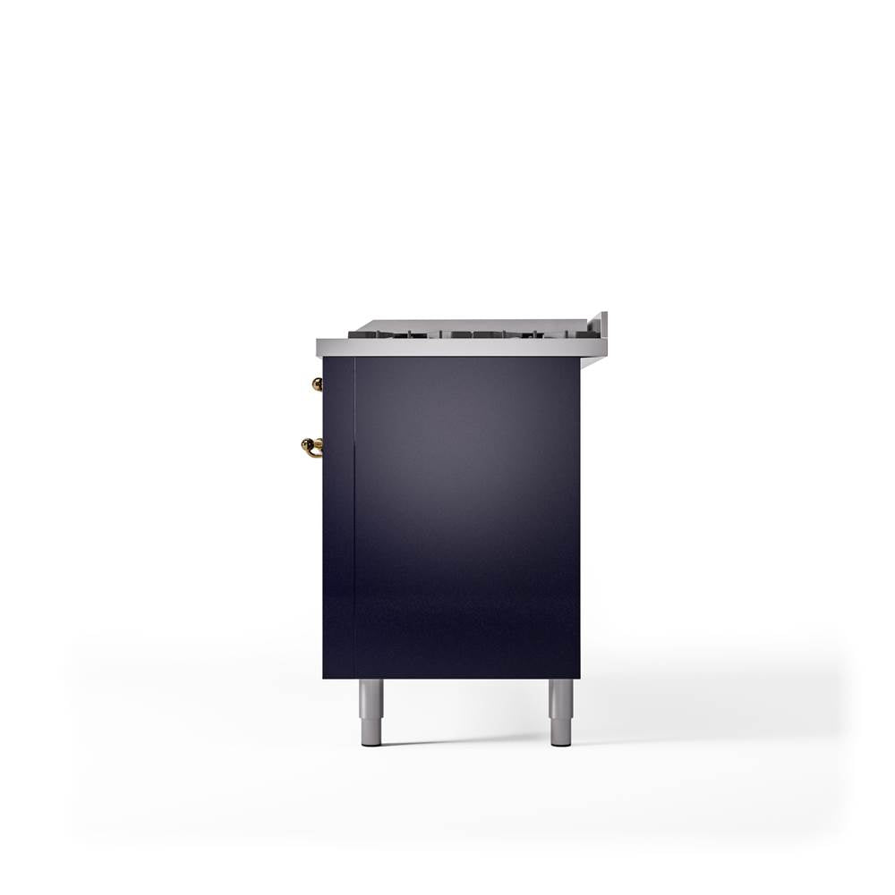 60'' Nostalgie II Series Freestanding Dual Fuel Range - Double Oven - Midnight Blue - Bronze trim - Griddle - Natural Gas