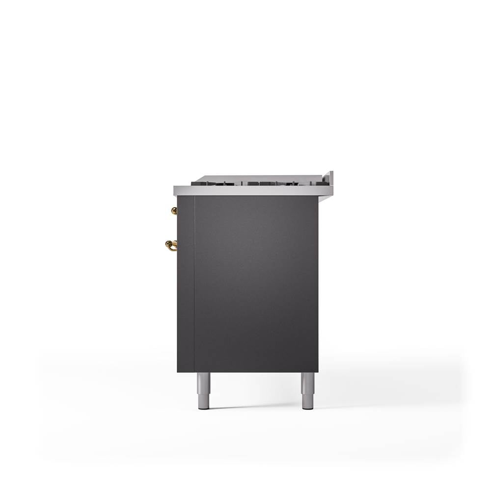 60'' Nostalgie II Series Freestanding Dual Fuel Range - Double Oven - Matte Graphite - Bronze trim - Griddle - Natural Gas