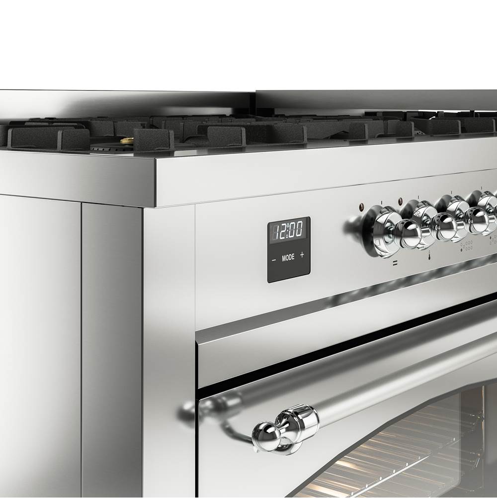 60'' Nostalgie II Series Freestanding Dual Fuel Range - Double Oven - Stainless Steel - Bronze trim - Griddle - Natural Gas