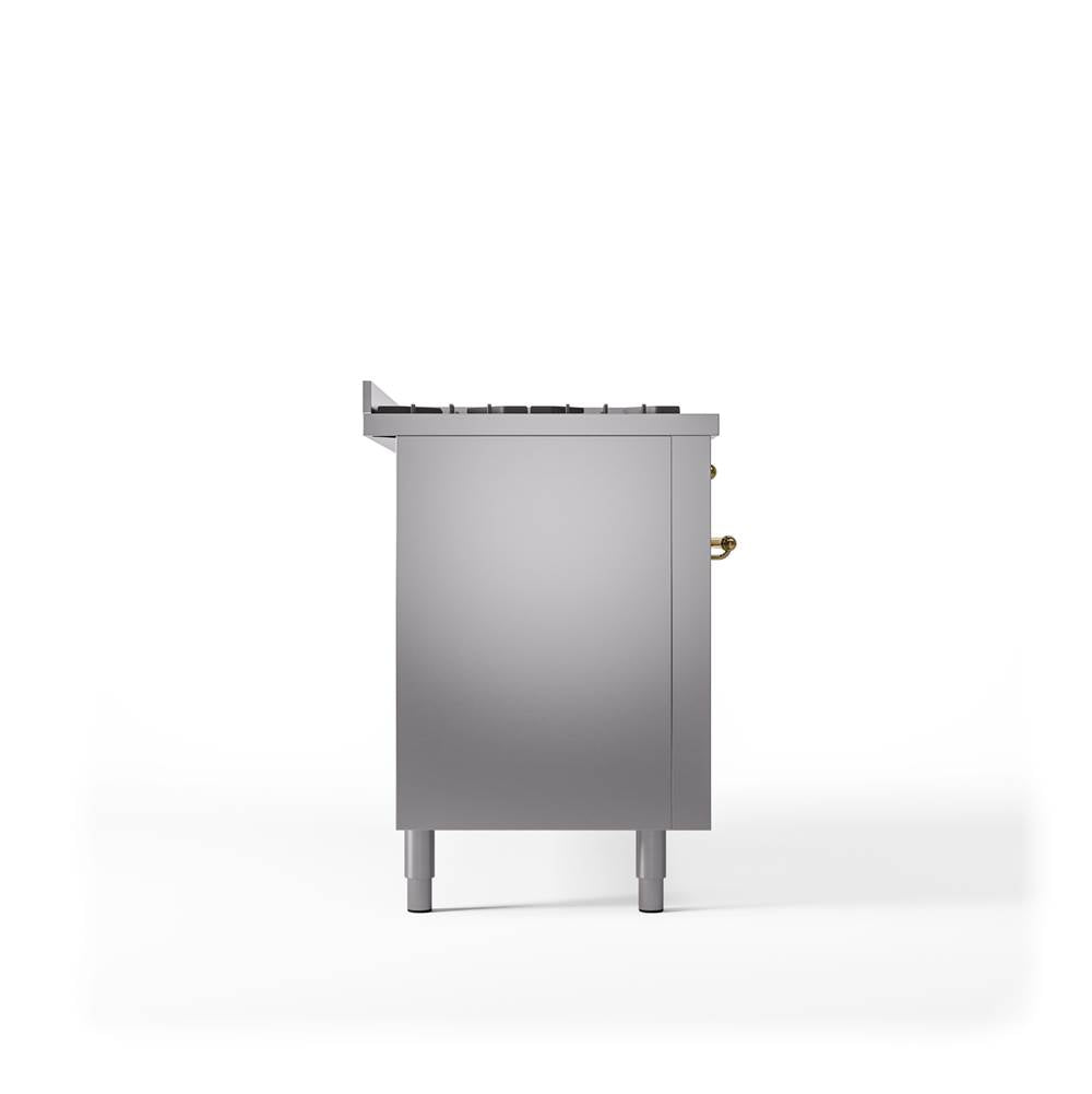 60'' Nostalgie II Series Freestanding Dual Fuel Range - Double Oven - Stainless Steel - Bronze trim - Griddle - Natural Gas