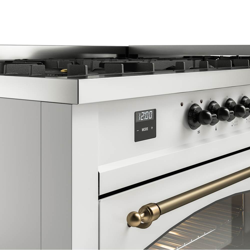60'' Nostalgie II Series Freestanding Dual Fuel Range - Double Oven - White - Bronze trim - Griddle - Natural Gas