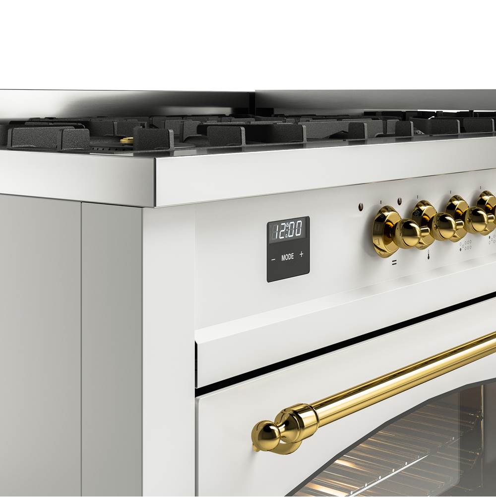 60'' Nostalgie II Series Freestanding Dual Fuel Range - Double Oven - White - Bronze trim - Griddle - Natural Gas