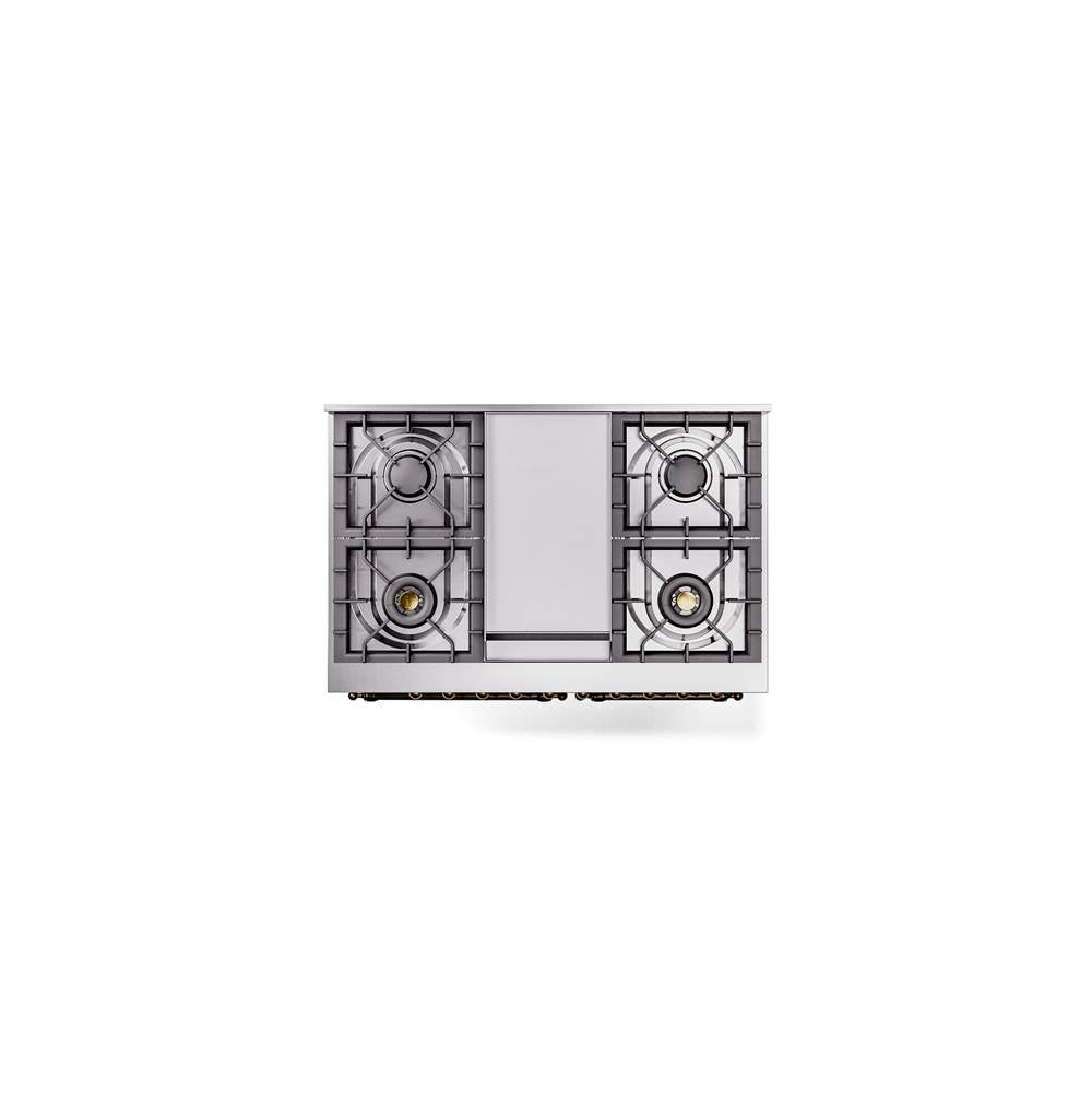 40'' Nostalgie II Series Freestanding Dual Fuel Range - Double Oven - Antique White - Bronze trim - Griddle - Natural Gas