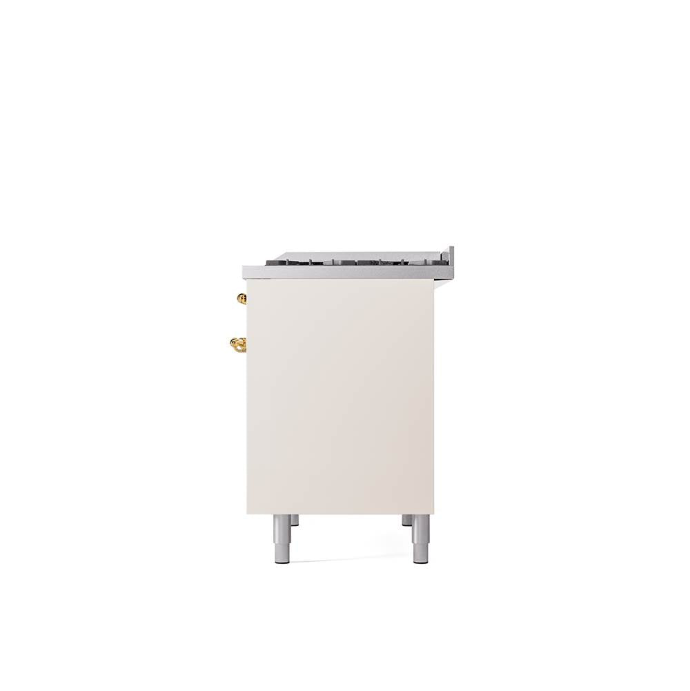 40'' Nostalgie II Series Freestanding Dual Fuel Range - Double Oven - Antique White - Bronze trim - Griddle - Natural Gas