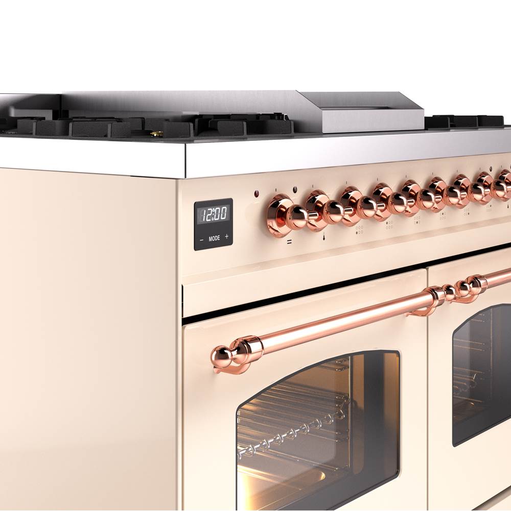 40'' Nostalgie II Series Freestanding Dual Fuel Range - Double Oven - Antique White - Bronze trim - Griddle - Natural Gas