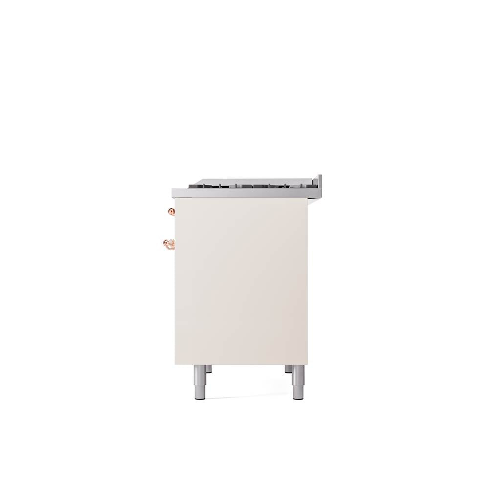 40'' Nostalgie II Series Freestanding Dual Fuel Range - Double Oven - Antique White - Bronze trim - Griddle - Natural Gas