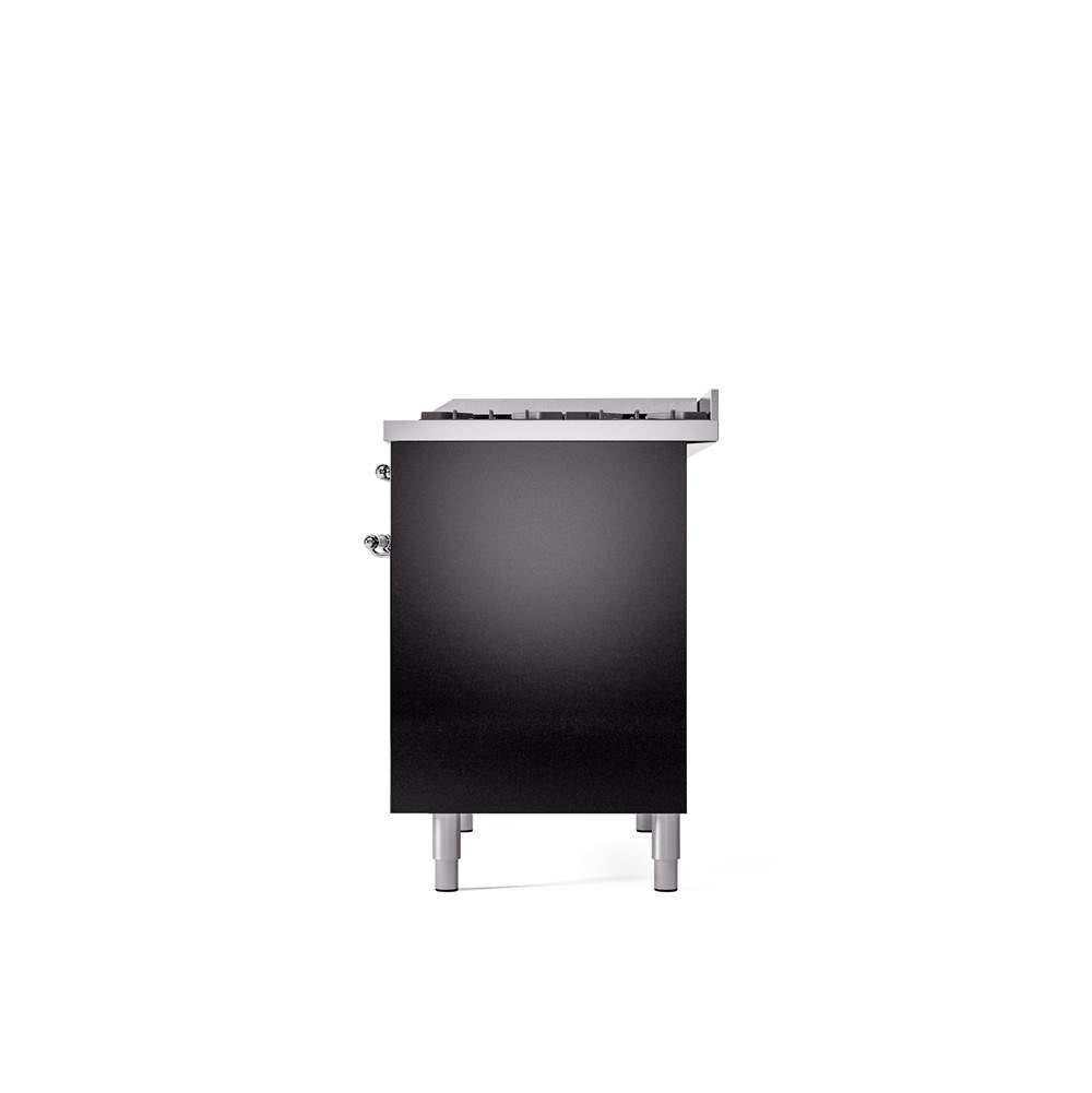 40'' Nostalgie II Series Freestanding Dual Fuel Range - Double Oven - Glossy Black - Bronze trim - Griddle - Natural Gas