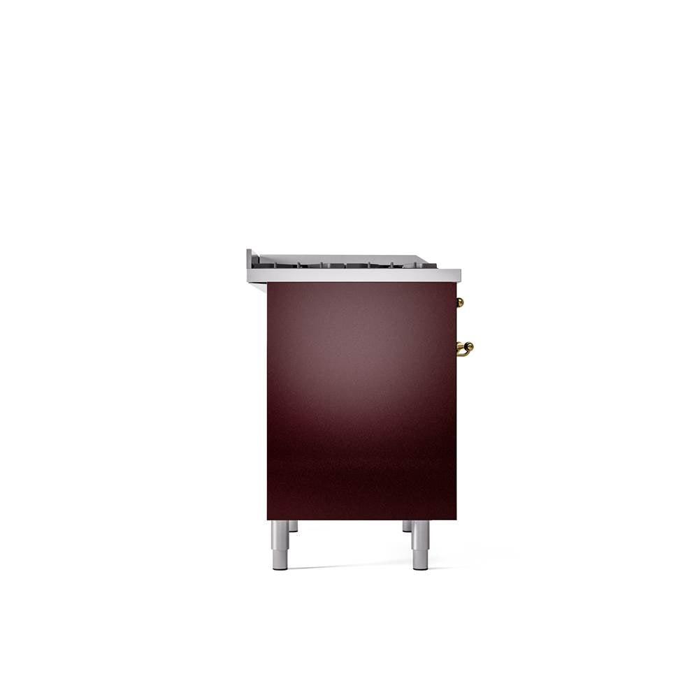 40'' Nostalgie II Series Freestanding Dual Fuel Range - Double Oven - Burgundy - Bronze trim - Griddle - Natural Gas