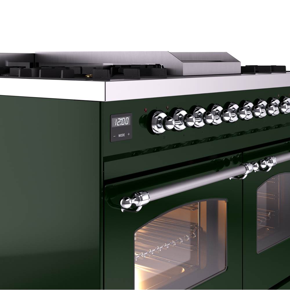 40'' Nostalgie II Series Freestanding Dual Fuel Range - Double Oven - Emerald Green - Bronze trim - Griddle - Natural Gas