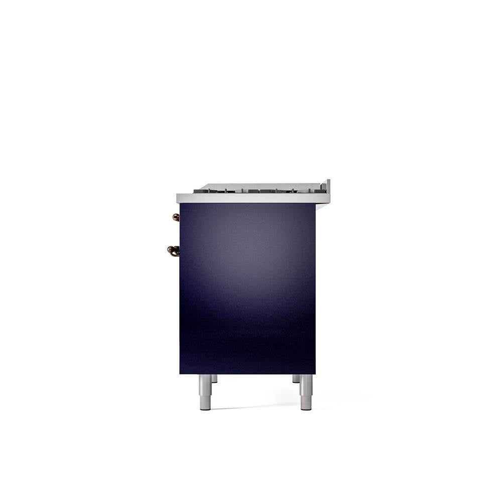 40'' Nostalgie II Series Freestanding Dual Fuel Range - Double Oven - Midnight Blue - Bronze trim - Griddle - Natural Gas