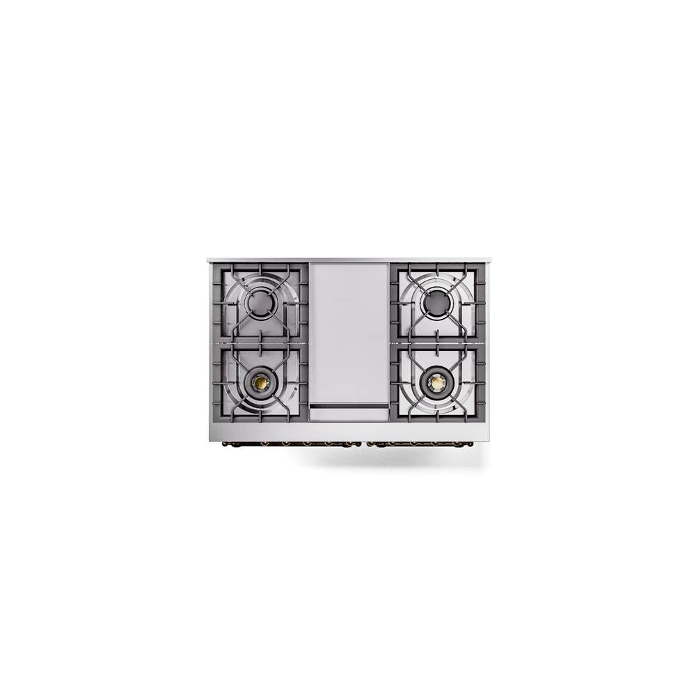 40'' Nostalgie II Series Freestanding Dual Fuel Range - Double Oven - Midnight Blue - Bronze trim - Griddle - Natural Gas