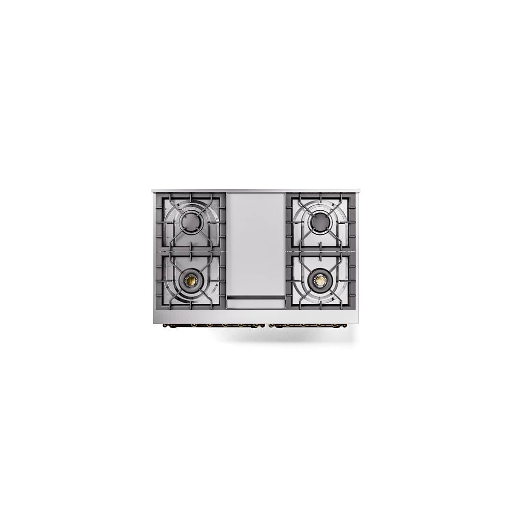40'' Nostalgie II Series Freestanding Dual Fuel Range - Double Oven - Matte Graphite - Bronze trim - Griddle - Natural Gas