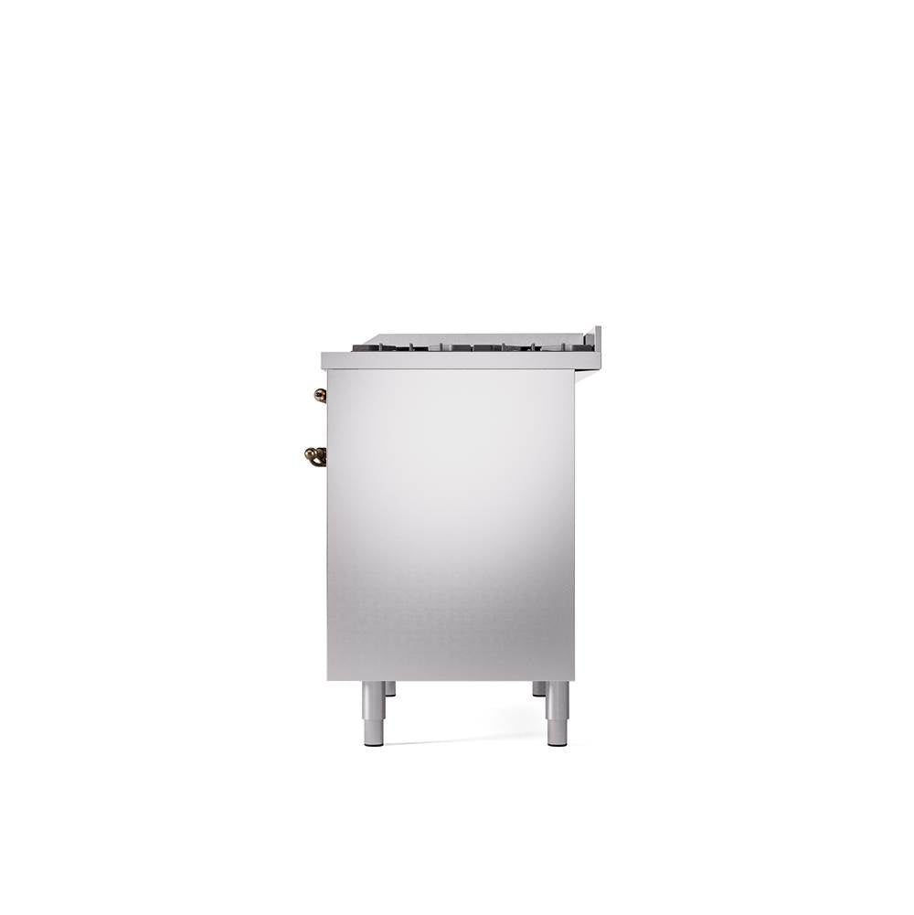 40'' Nostalgie II Series Freestanding Dual Fuel Range - Double Oven - Stainless Steel - Bronze trim - Griddle - Natural Gas