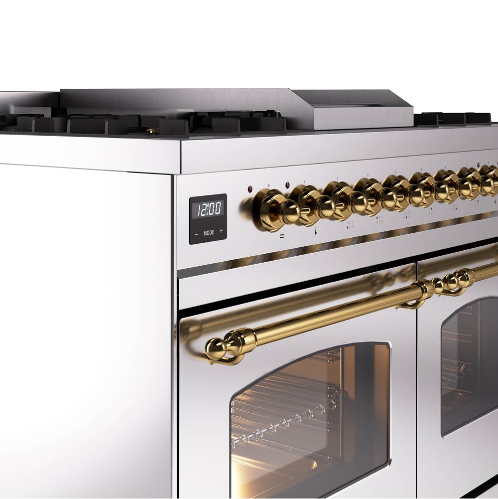 40'' Nostalgie II Series Freestanding Dual Fuel Range - Double Oven - Stainless Steel - Bronze trim - Griddle - Natural Gas