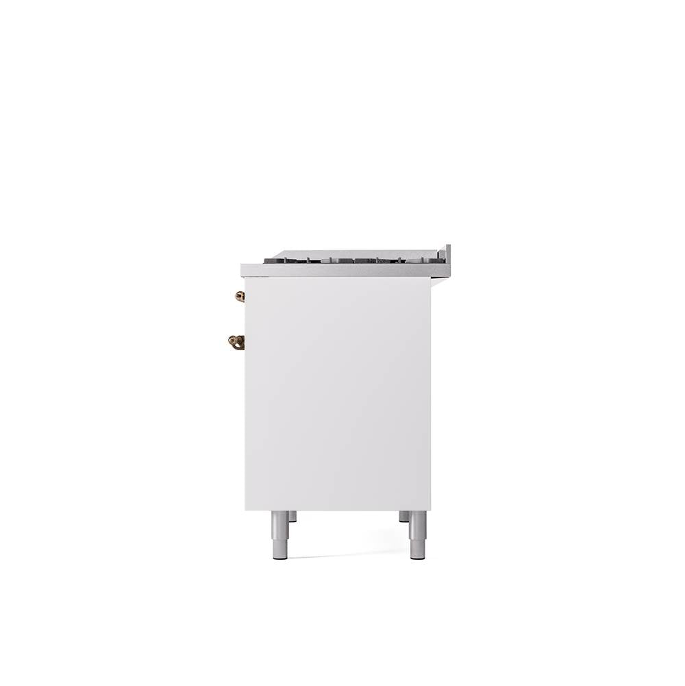 40'' Nostalgie II Series Freestanding Dual Fuel Range - Double Oven - White - Bronze trim - Griddle - Natural Gas