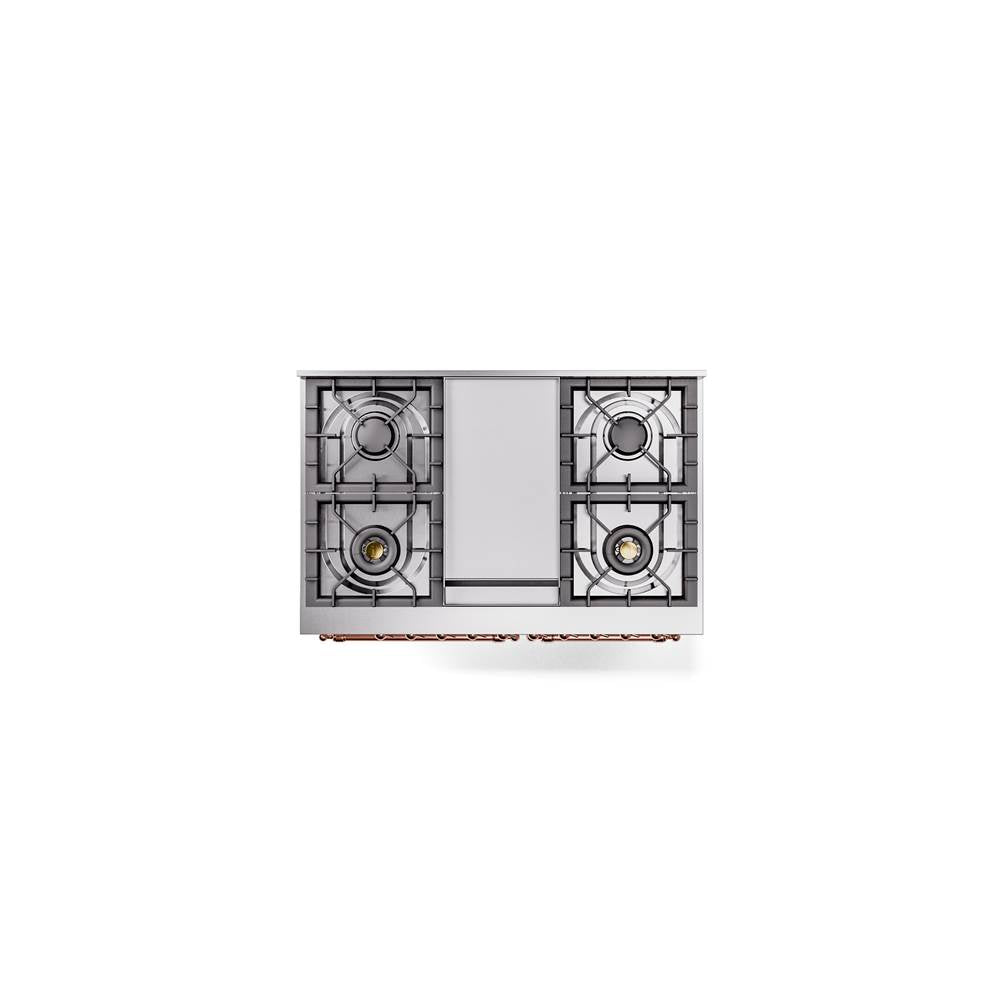 40'' Nostalgie II Series Freestanding Dual Fuel Range - Double Oven - White - Bronze trim - Griddle - Natural Gas