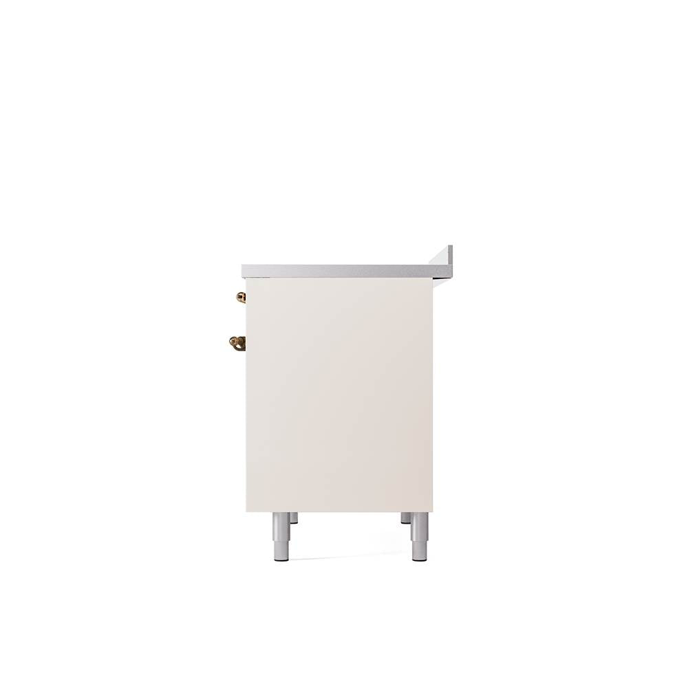40'' Nostalgie II Series Freestanding Electric Induction Range - Double Oven - Antique White - Bronze trim