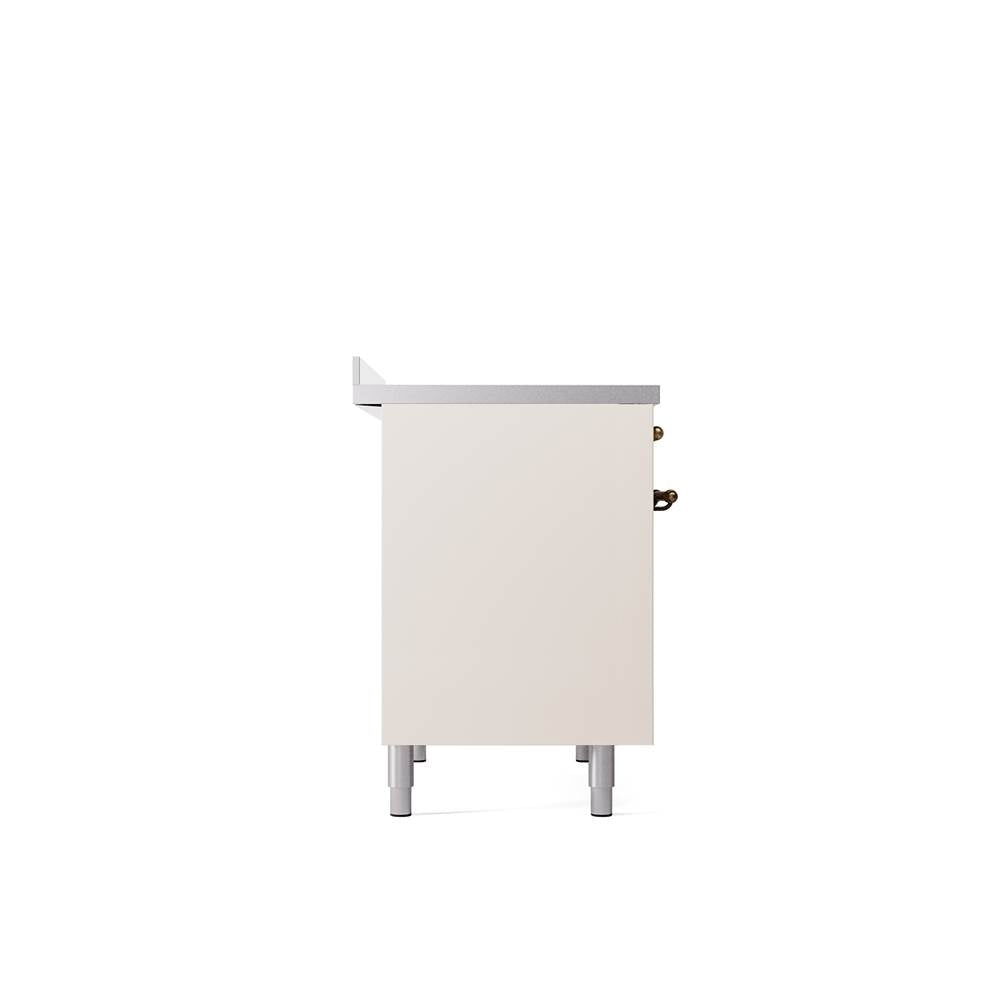40'' Nostalgie II Series Freestanding Electric Induction Range - Double Oven - Antique White - Bronze trim