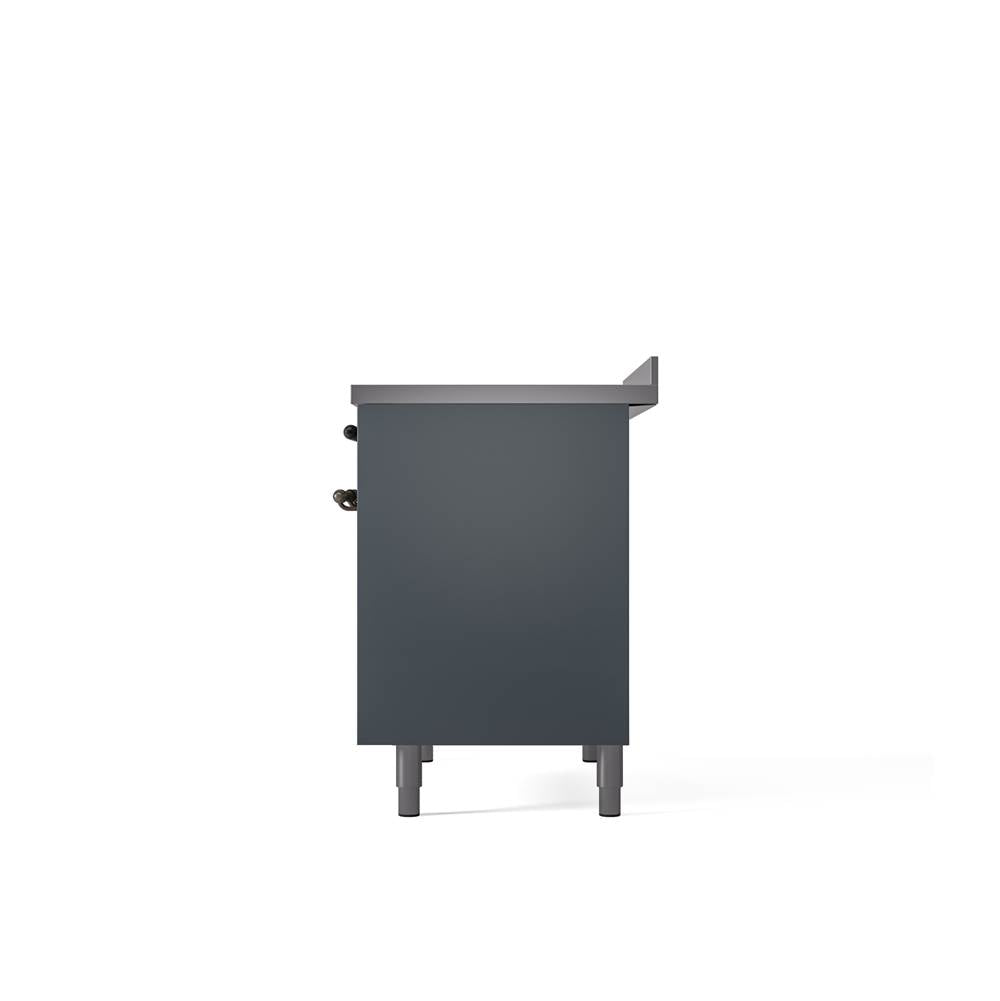 40'' Nostalgie II Series Freestanding Electric Induction Range - Double Oven - Blue Grey - Bronze trim