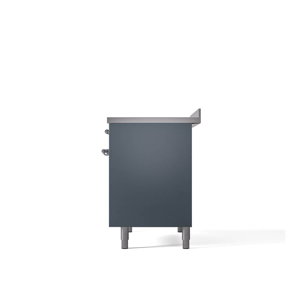 40'' Nostalgie II Series Freestanding Electric Induction Range - Double Oven - Blue Grey - Bronze trim
