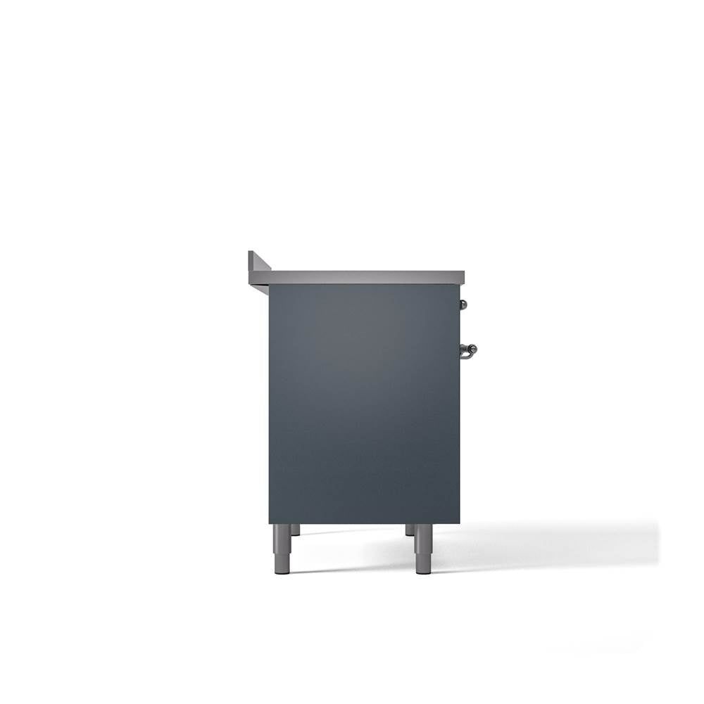 40'' Nostalgie II Series Freestanding Electric Induction Range - Double Oven - Blue Grey - Bronze trim