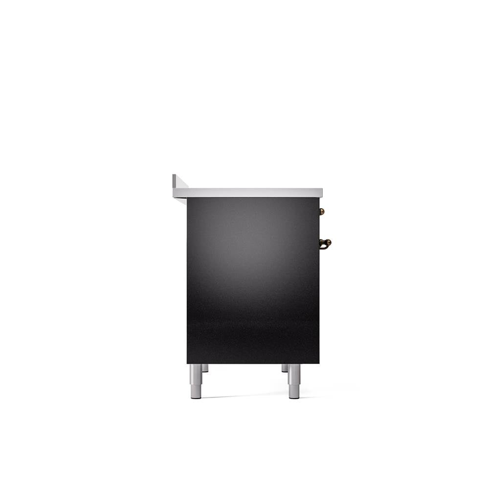 40'' Nostalgie II Series Freestanding Electric Induction Range - Double Oven - Glossy Black - Bronze trim
