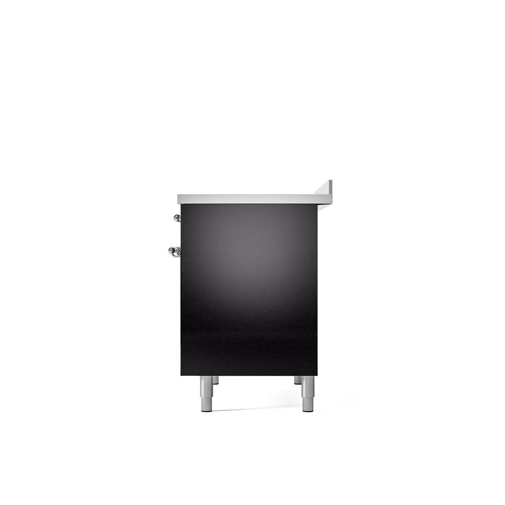 40'' Nostalgie II Series Freestanding Electric Induction Range - Double Oven - Glossy Black - Bronze trim