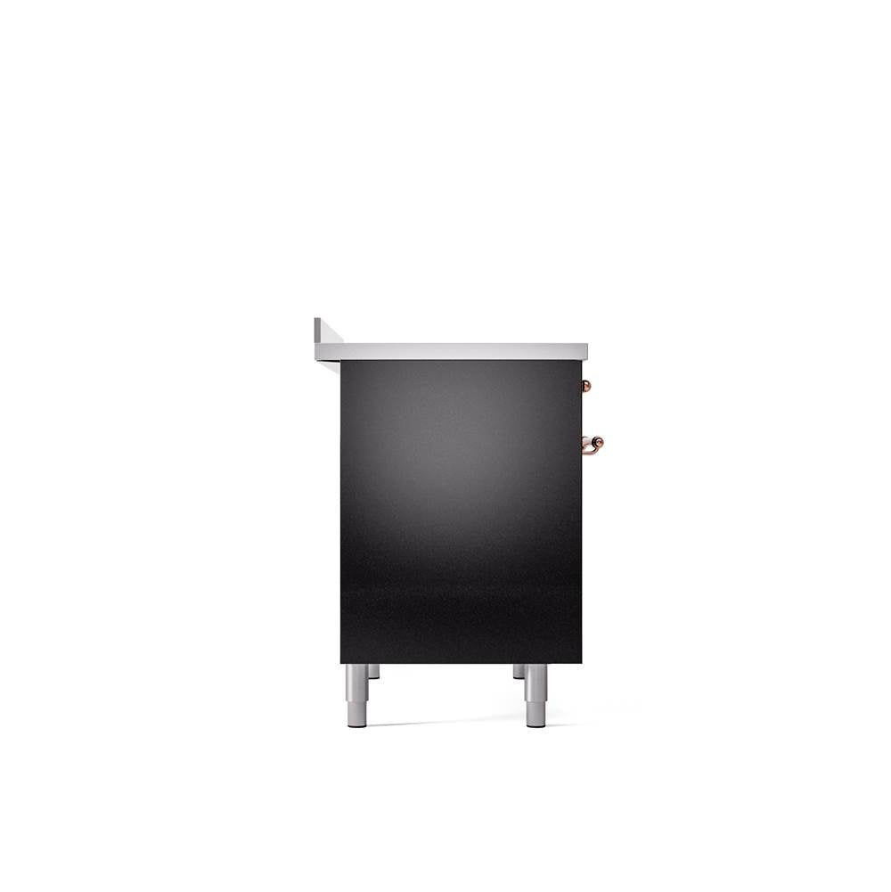 40'' Nostalgie II Series Freestanding Electric Induction Range - Double Oven - Glossy Black - Bronze trim