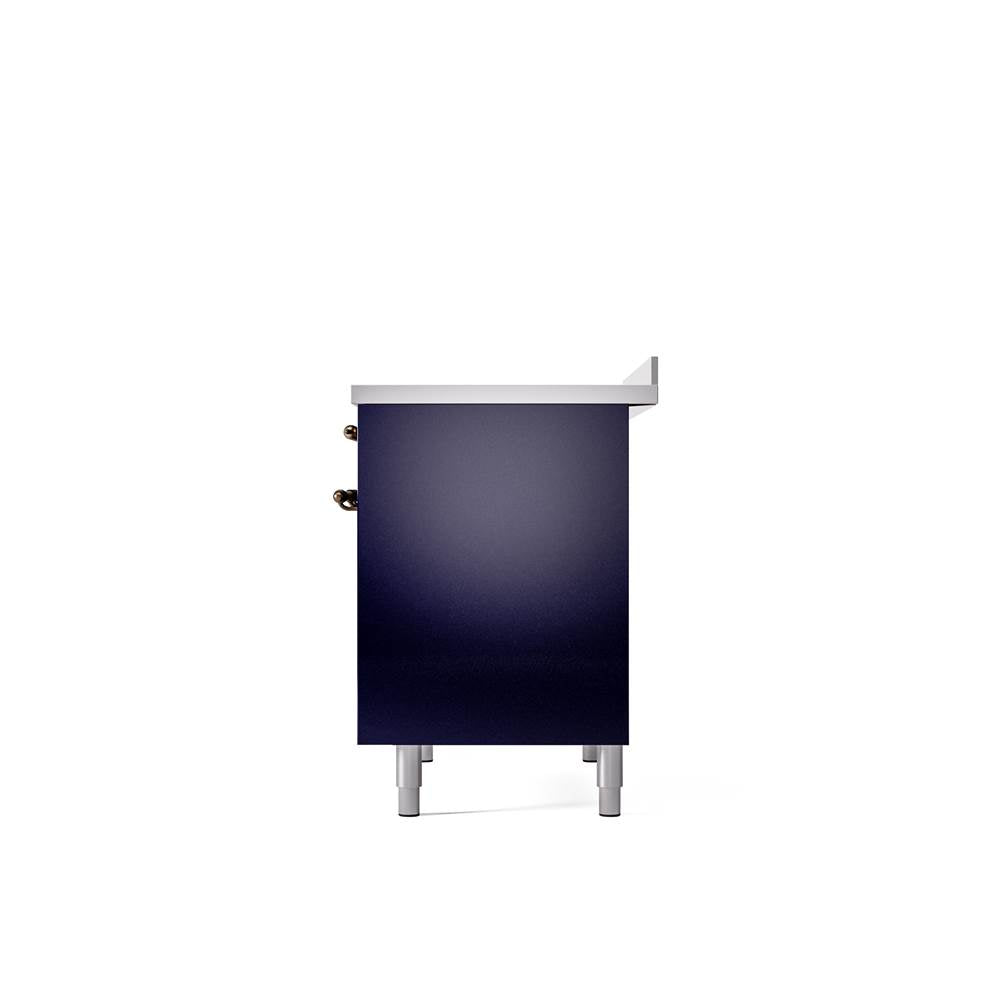 40'' Nostalgie II Series Freestanding Electric Induction Range - Double Oven - Midnight Blue - Bronze trim