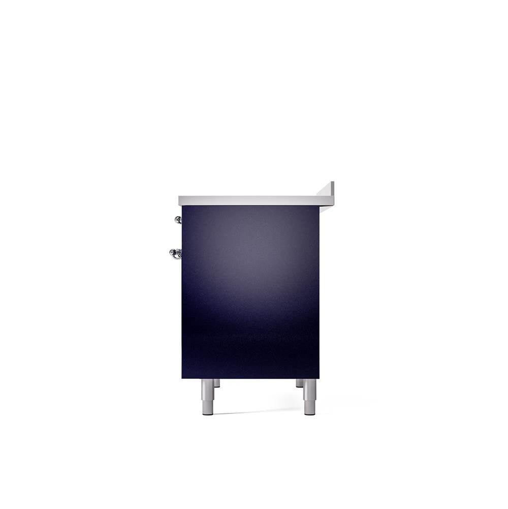 40'' Nostalgie II Series Freestanding Electric Induction Range - Double Oven - Midnight Blue - Bronze trim