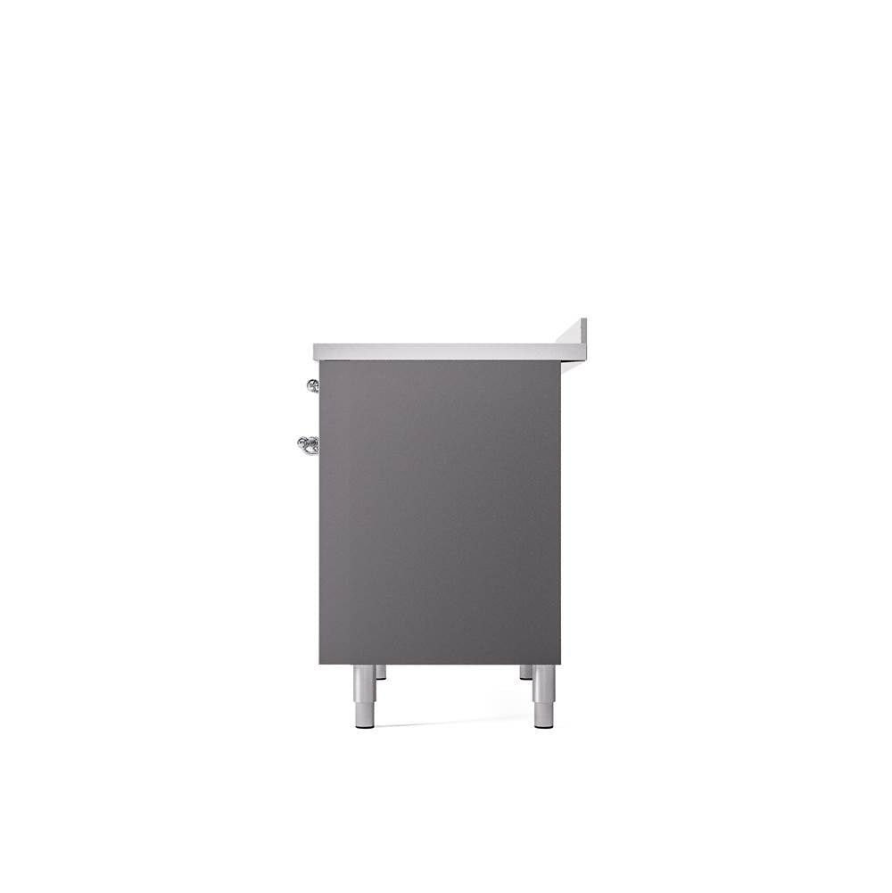 40'' Nostalgie II Series Freestanding Electric Induction Range - Double Oven - Matte Graphite - Bronze trim