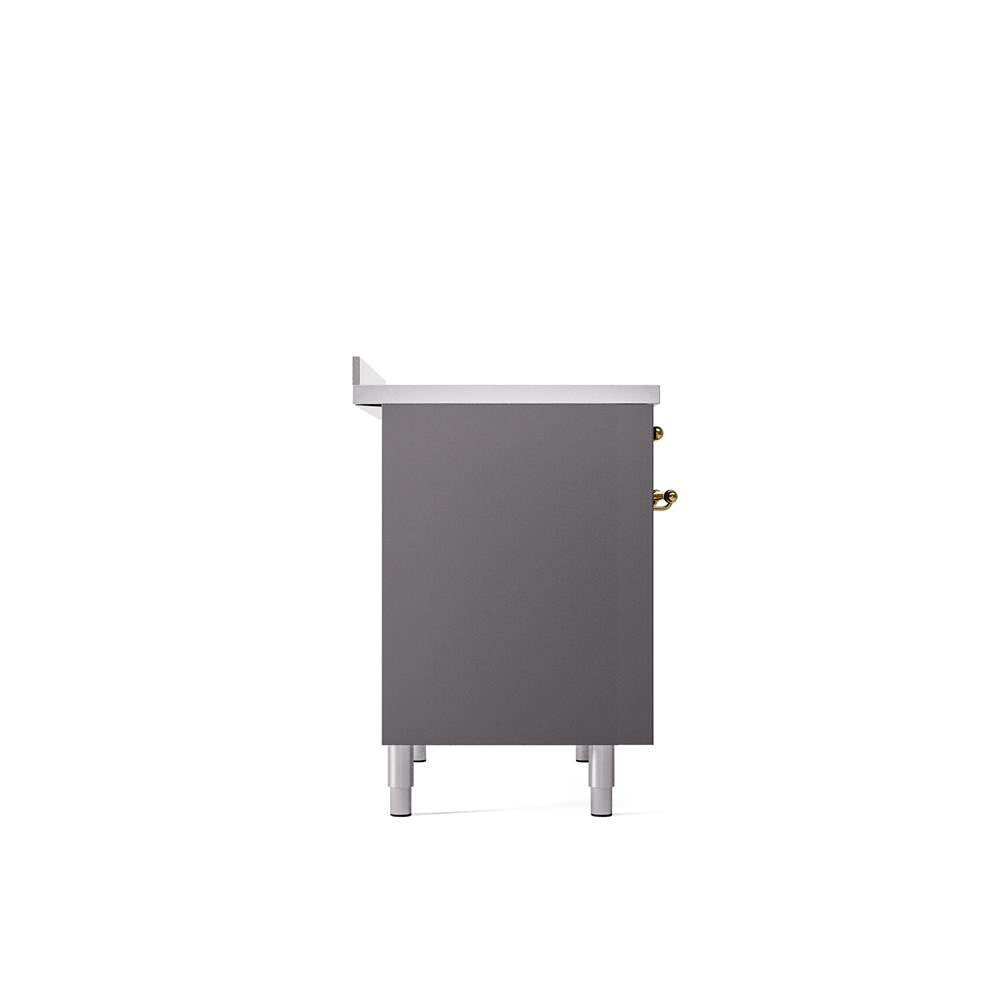 40'' Nostalgie II Series Freestanding Electric Induction Range - Double Oven - Matte Graphite - Bronze trim