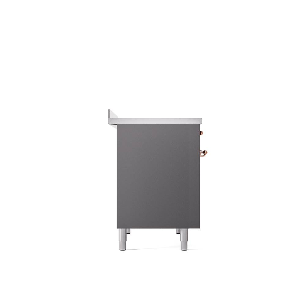 40'' Nostalgie II Series Freestanding Electric Induction Range - Double Oven - Matte Graphite - Bronze trim