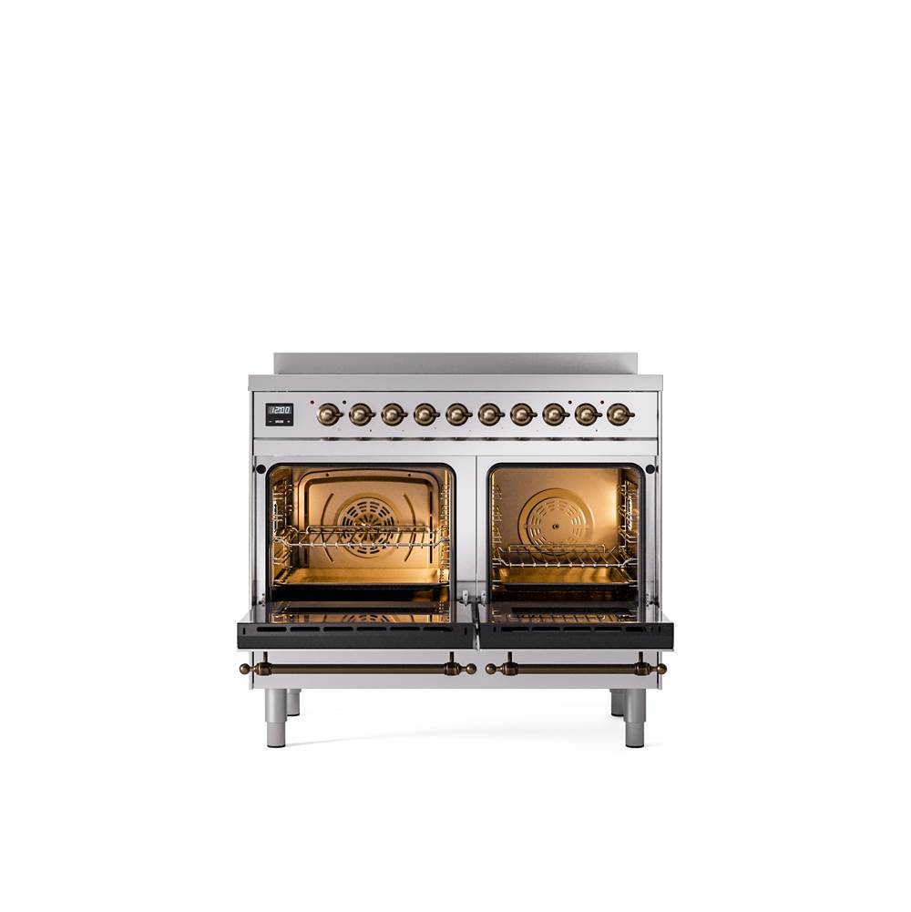 40'' Nostalgie II Series Freestanding Electric Induction Range - Double Oven - Stainless Steel - Bronze trim