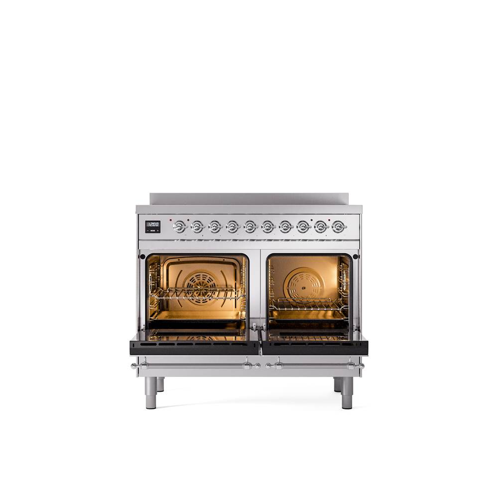 40'' Nostalgie II Series Freestanding Electric Induction Range - Double Oven - Stainless Steel - Bronze trim